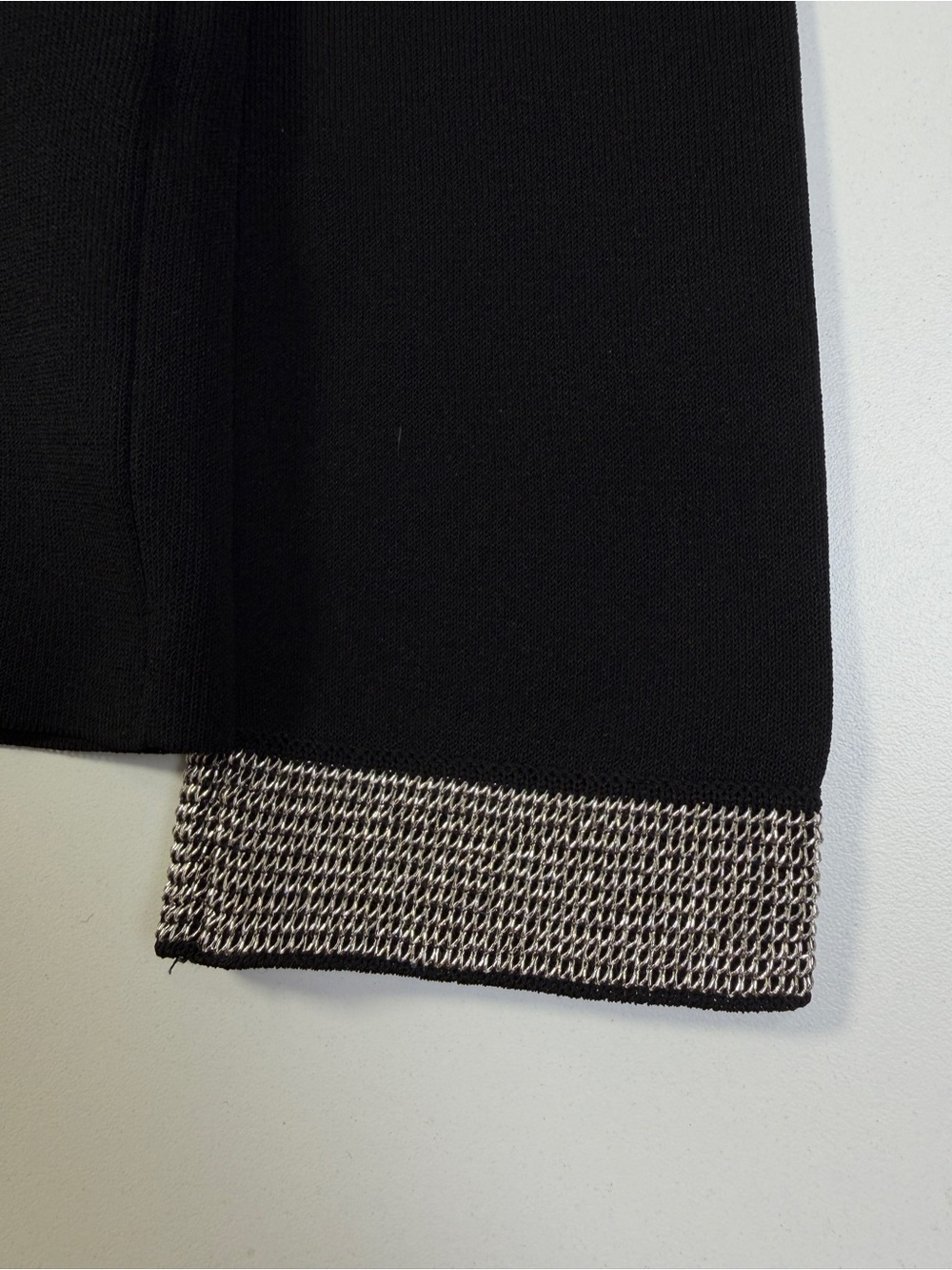 Yves Saint Laurent Metallic Trim V-Neck Knit Sweater XS Black Silver - Picture 4 of 9
